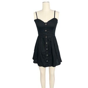 REFORMATION Velma Black Linen Mini Dress 6
